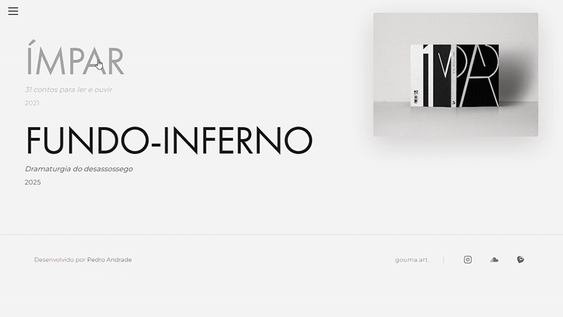 Tela inicial do website gouma.art com animação de entrada minimalista
