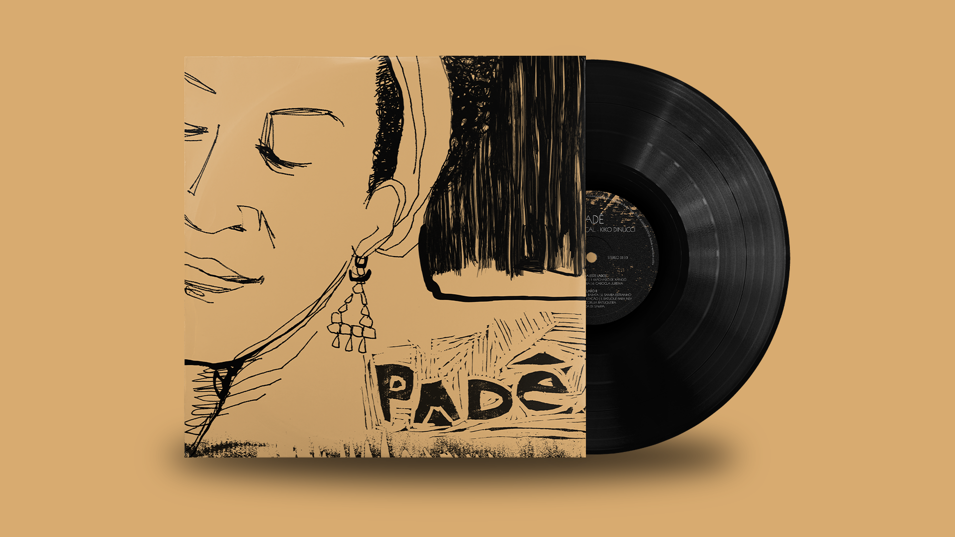 Capa do vinil Padê de Juçara Marçal e Kiko Dinucci — adaptação gráfica com arte original de Kiko Dinucci