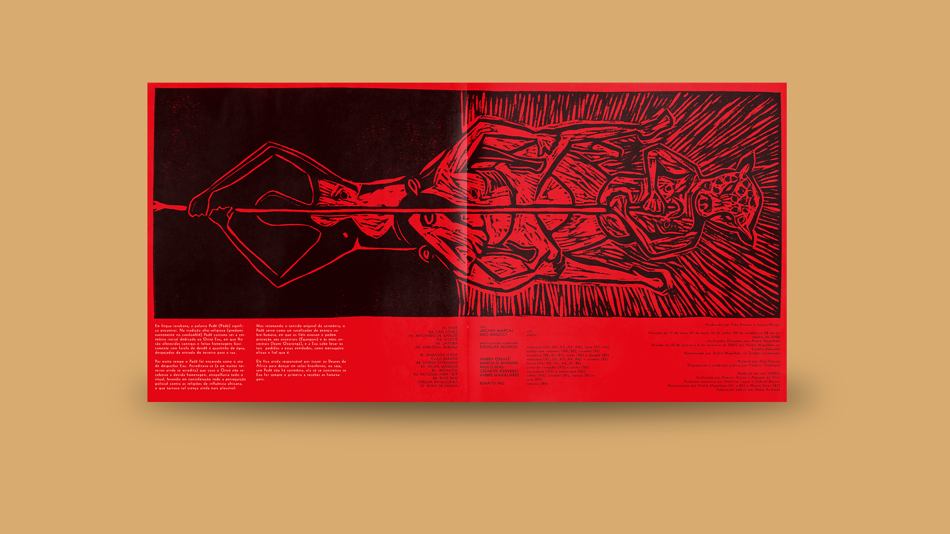 Contracapa e encarte do vinil Padê — design gráfico e direção de arte