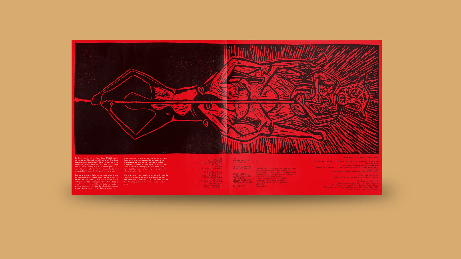 Contracapa e encarte do vinil Padê — design gráfico e direção de arte