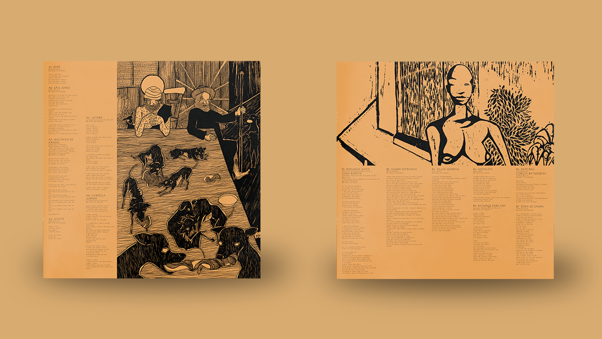 Detalhe do projeto gráfico do vinil Padê — rótulo e composição visual